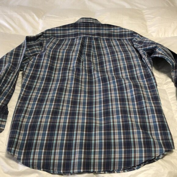 Peter Millar Mens Large Blue Plaid Long Sleeve Button Up Shirt Casual orWork. - Picture 3 of 8